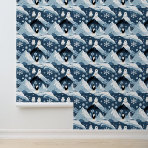 Cute Arctic Friends Pattern Peel and Stick  Wallpaper