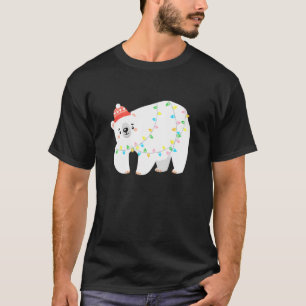 Cute Arctic Polar Bear Lights Tree Christmas T-Shirt