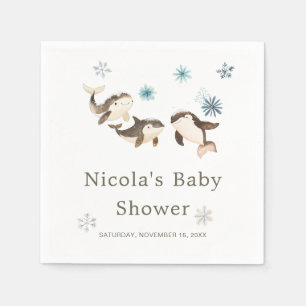 Cute Arctic Whale Baby Shower  Napkin