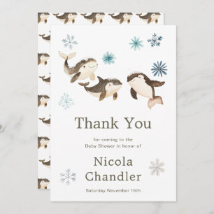 Cute Arctic Whale Baby Shower  Thank You Card