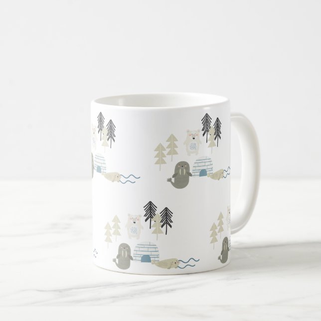 Cute Arctic Winter Animals Coffee Mug (Front Right)