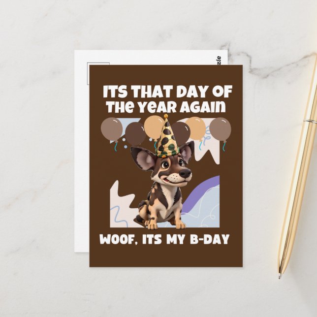Cute Arican Dog b-day brown Postcard (Front/Back In Situ)