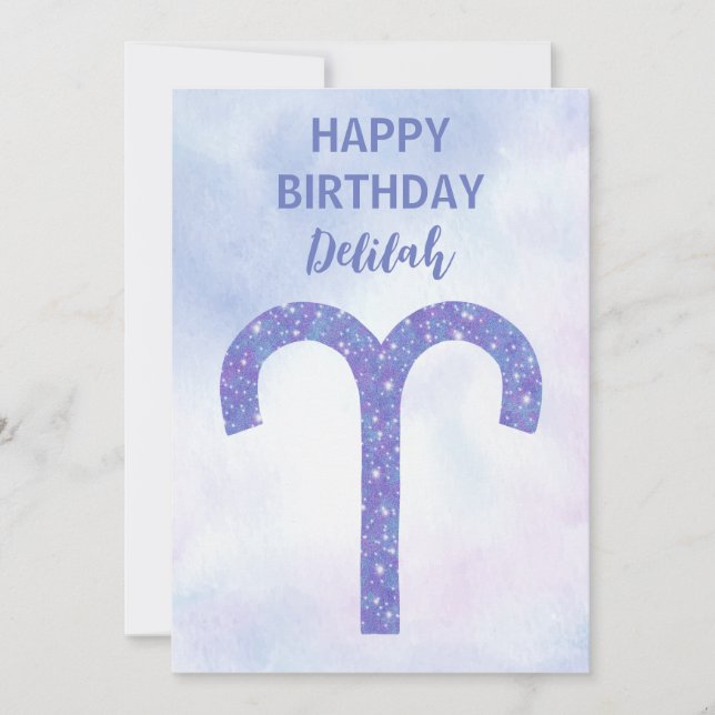 Cute Aries Astrology Sign Personalised Card (Front)