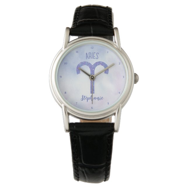 Cute Aries Astrology Sign Personalised Watch (Front)