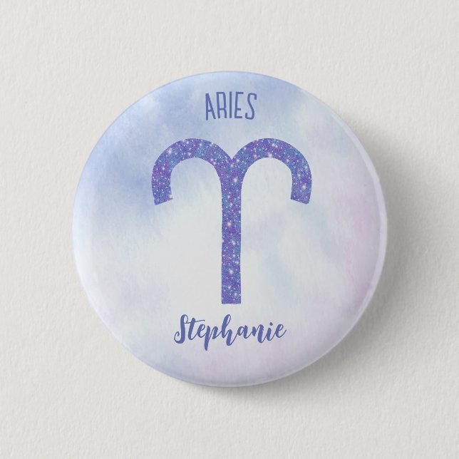 Cute Aries Astrology Sign Personalized 6 Cm Round Badge (Front)