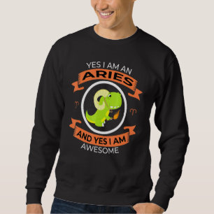 Cute Aries Zodiac Sign Astrology T Rex Dinosaur Ho Sweatshirt