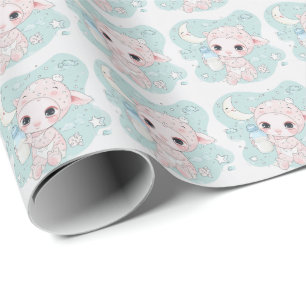 Cute Armadillo Baby Pastel Watercolor Pattern  Wrapping Paper