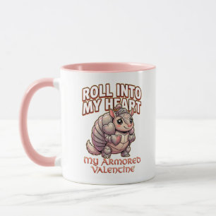 Cute Armadillo Knight Valentine–Roll Into My Heart Mug