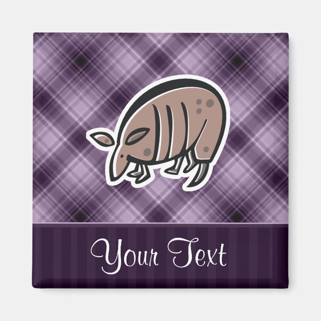 Cute Armadillo; Purple Magnet (Front)