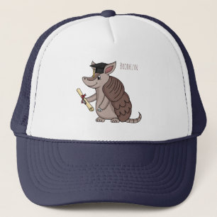 Cute armadillo with graduation cap cartoon