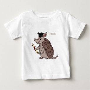 Cute armadillo with graduation cap cartoon baby T-Shirt