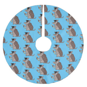 Cute armadillo with graduation cap cartoon  brushed polyester tree skirt