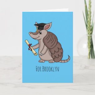Cute armadillo with graduation cap cartoon card