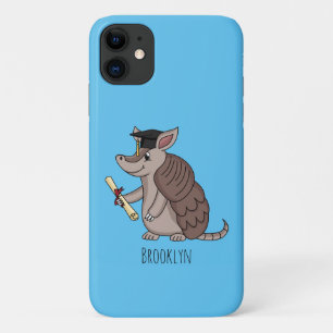Cute armadillo with graduation cap cartoon iPhone 11 case
