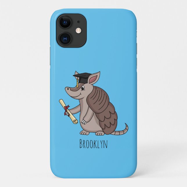 Cute armadillo with graduation cap cartoon Case-Mate iPhone case (Back)