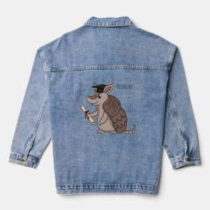 Cute armadillo with graduation cap cartoon denim jacket