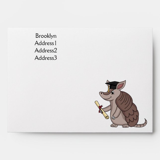 Cute armadillo with graduation cap cartoon envelope (Front)