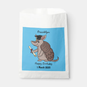 Cute armadillo with graduation cap cartoon favour bags
