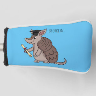 Cute armadillo with graduation cap cartoon golf head cover