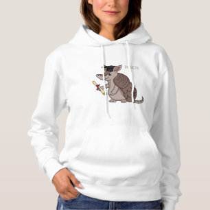 Cute armadillo with graduation cap cartoon hoodie