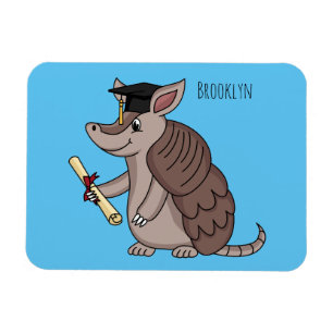 Cute armadillo with graduation cap cartoon magnet