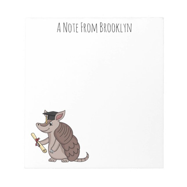 Cute armadillo with graduation cap cartoon notepad (Front)
