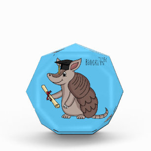 Cute armadillo with graduation cap cartoon photo block
