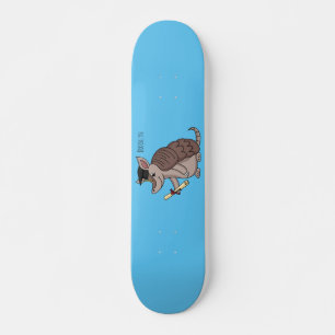 Cute armadillo with graduation cap cartoon  skateboard