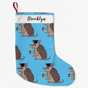 Cute armadillo with graduation cap cartoon small christmas stocking