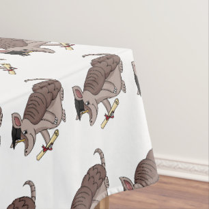 Cute armadillo with graduation cap cartoon tablecloth