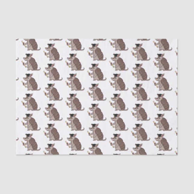 Cute armadillo with graduation cap cartoon tissue paper (Front)