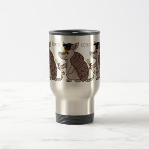 Cute armadillo with graduation cap cartoon  travel mug