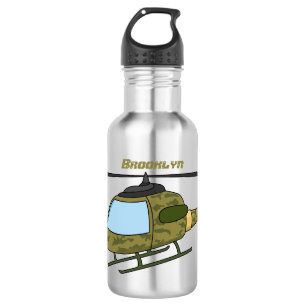 Cute army camoflage helicopter cartoon 532 ml water bottle