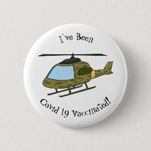 Cute army camoflage helicopter cartoon 6 cm round badge