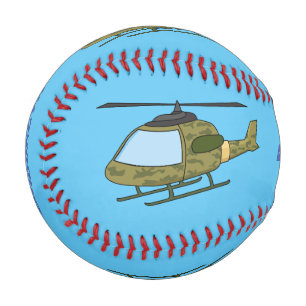 Cute army camoflage helicopter cartoon baseball
