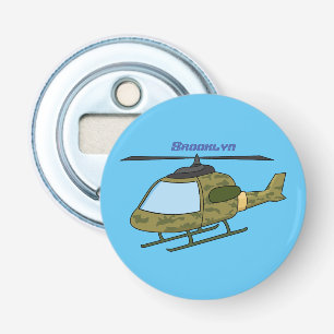 Cute army camoflage helicopter cartoon bottle opener