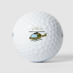 Cute army camoflage helicopter cartoon golf balls