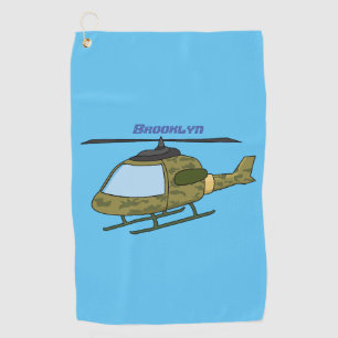 Cute army camoflage helicopter cartoon golf towel