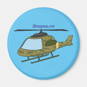 Cute army camoflage helicopter cartoon magnet