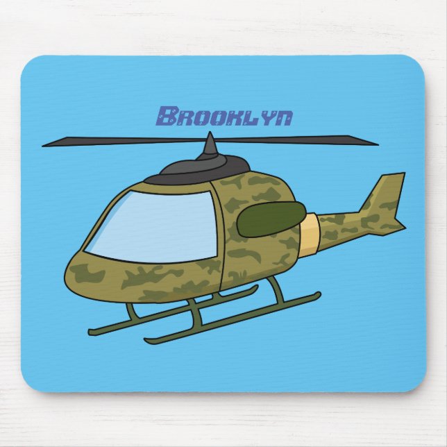 Cute army camoflage helicopter cartoon  mouse mat (Front)