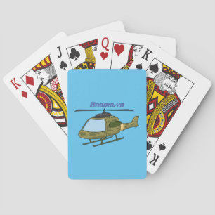 Cute army camoflage helicopter cartoon  playing cards