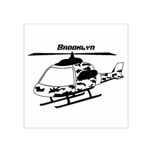 Cute army camoflage helicopter cartoon rubber stamp