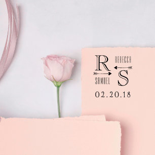 Cute Arrows Custom Initials & Names Wedding Rubber Stamp