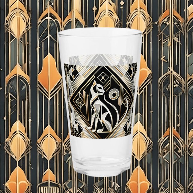Cute Art Deco cat lovers  Glass (Creator Uploaded)