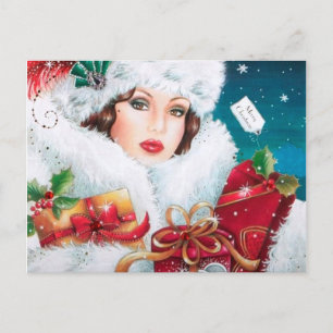Cute art deco retro vintage Christmas Holiday Postcard