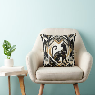 Cute art deco style cats Throw Pillow 