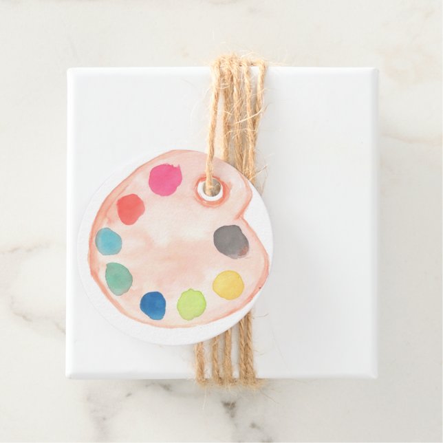 Cute art painting palette art birthday favour tag (In Situ)