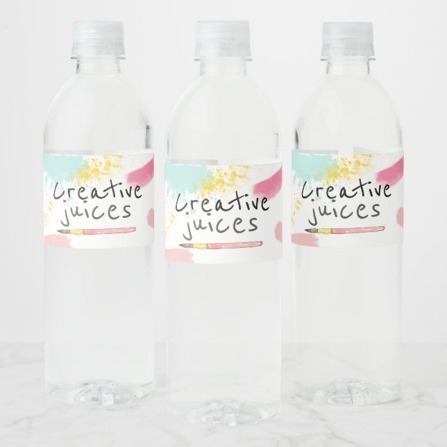 Cute art painting party water bottle label (Bottles)