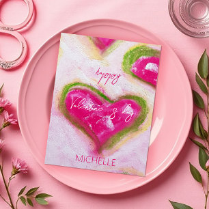 Cute Artistic Hot Pink Hearts Postcard