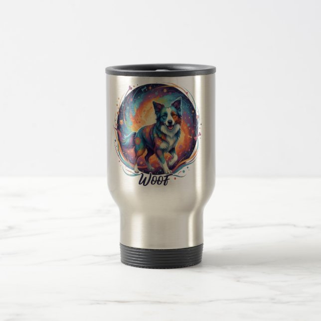 Cute Artistic Puppy Design for Dog Lovers Travel Mug (Center)